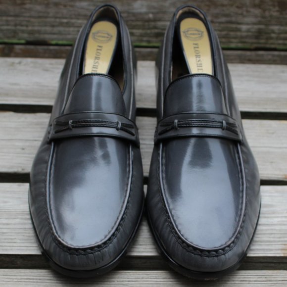 Polished Grey Leather Loafer, Men's Size 9.5 EEE, Made in Brazil - Picture 3 of 13